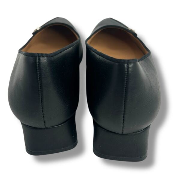 Naturalizer Black Low Heel Pumps Size 7 Chunky Kitten Heel Pointy Toe Heels - Picture 6 of 11